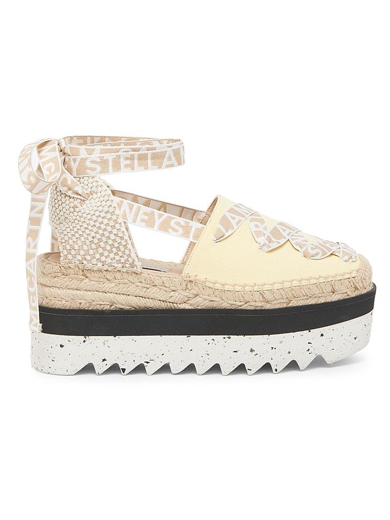 Stella McCartney Gaia Logo Canvas Platform Espadrilles
