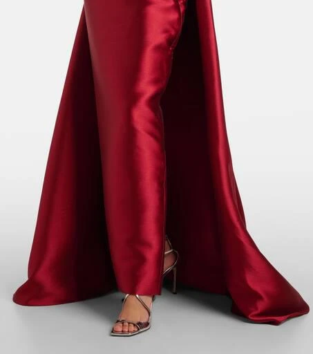 SOLACE LONDON Alba embellished draped satin gown 5