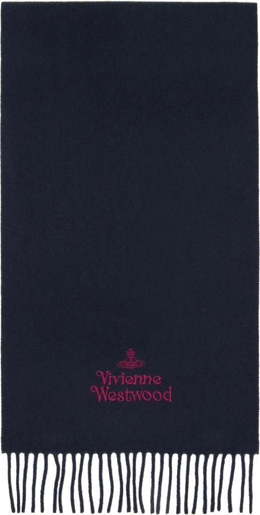 Vivienne Westwood Navy Embroidered Scarf