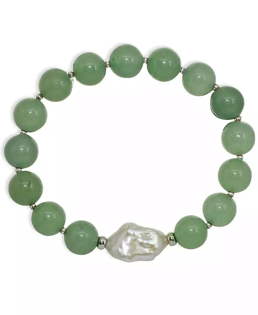 Macy's Genuine Stone Bead Biwa Pearl Stretch Bracelet 1