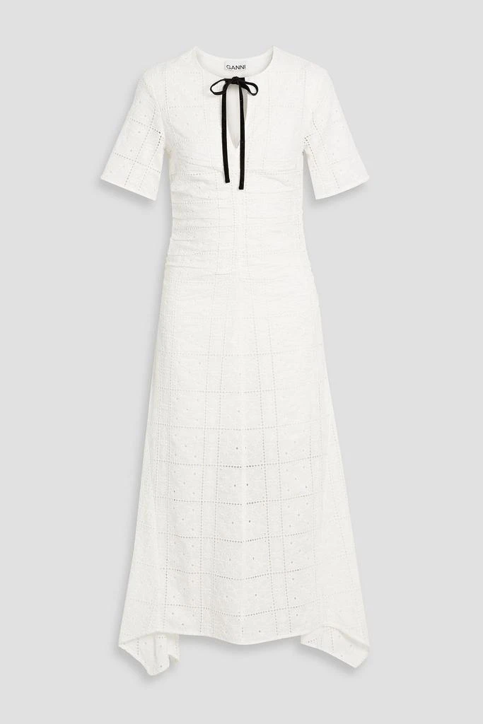 Ganni Broderie anglaise cotton midi dress 1