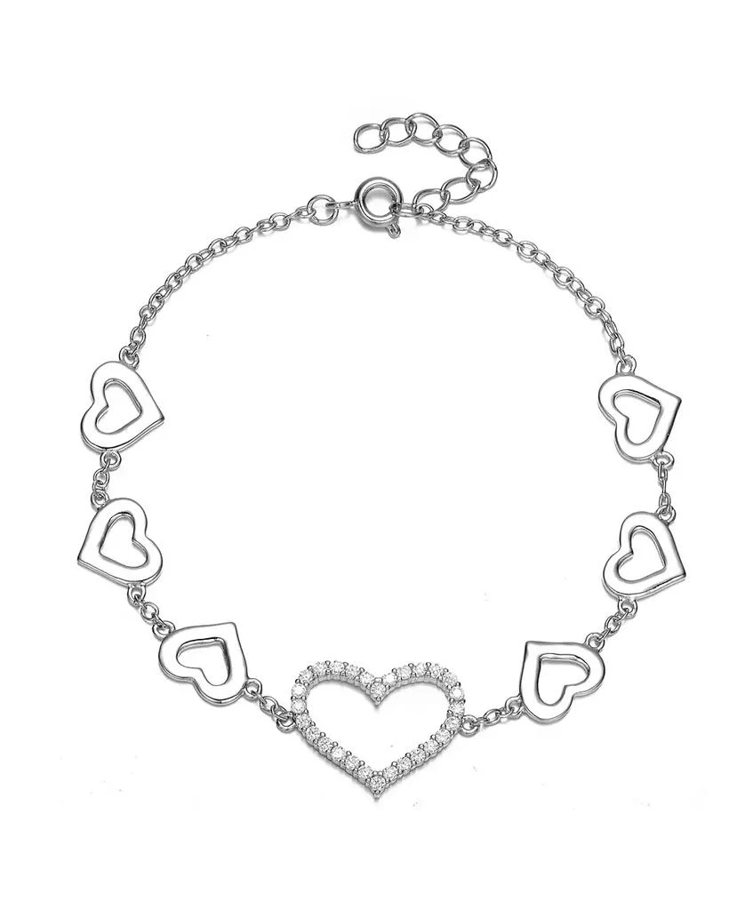 GiGiGirl Kids/Teens 14K Gold Plated Cubic Zirconia Heart Halo Charm Bracelet
