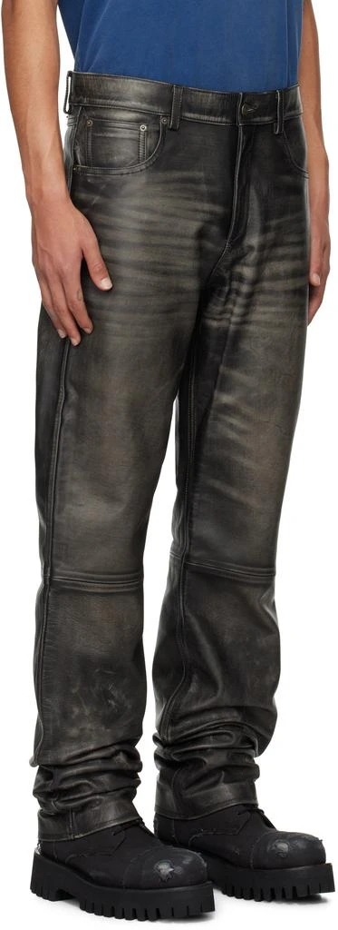 424 Black Slim-Fit Leather Pants 2