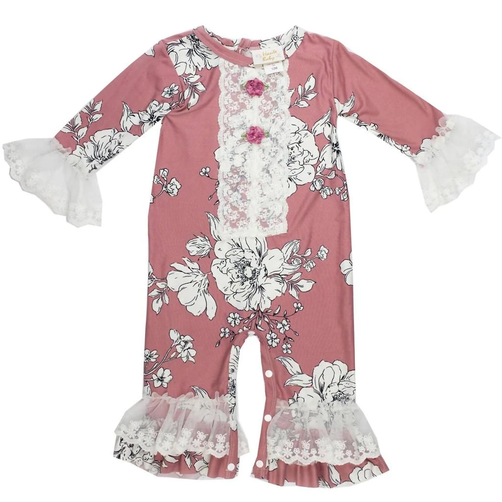 Haute Baby Baby Girls Sweet Blush Romper In Pink/white/grey 2