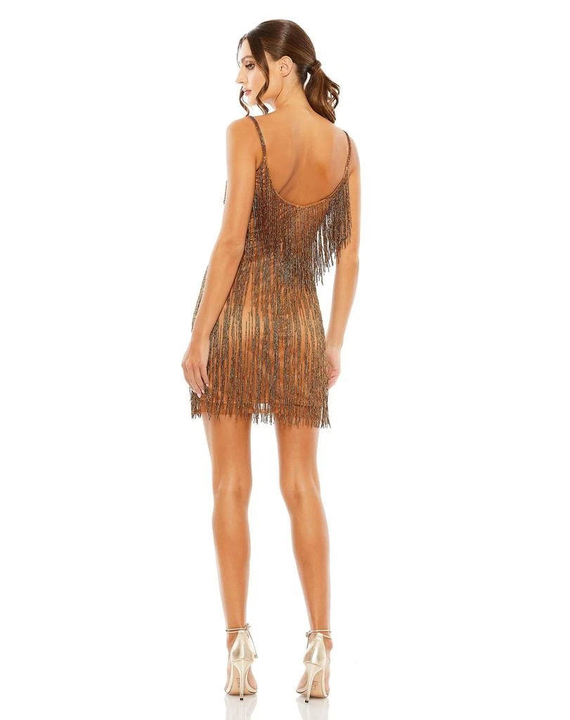Mac Duggal Scoop Neck Embellished Beaded Fringe Dress 2