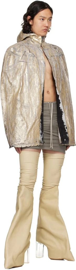 Rick Owens Gold Hollywood Pville Cape Denim Jacket 4