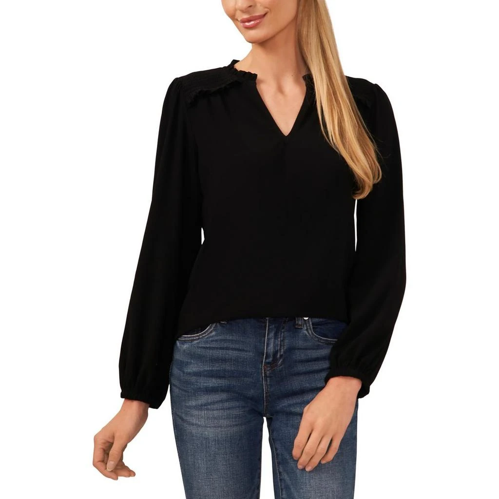CeCe Womens Smocked Long Sleeves Pullover Top 3
