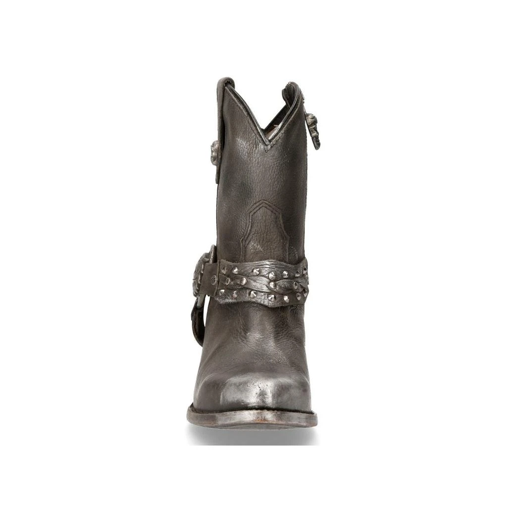 NewRock Black Leather Pointed Cowboy Boots- WSTM005-S1 4