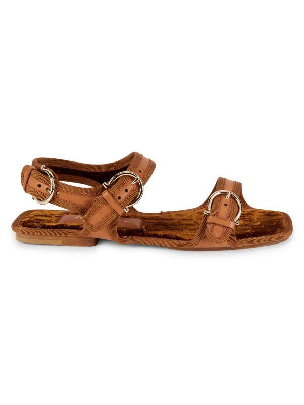 Salvatore Ferragamo Anteo Leather Flat Sandals 1