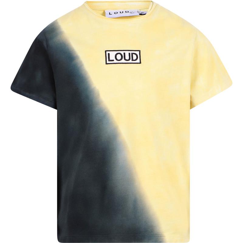 Loud Apparel Loose fit ombre logo t shirt and logo cotton shorts in black pastel yellow and grey