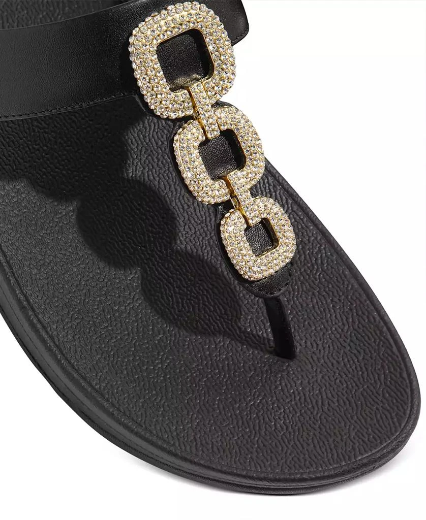 FitFlop Women's Fino Crystal Chain Leather Toe-Post Sandals 3