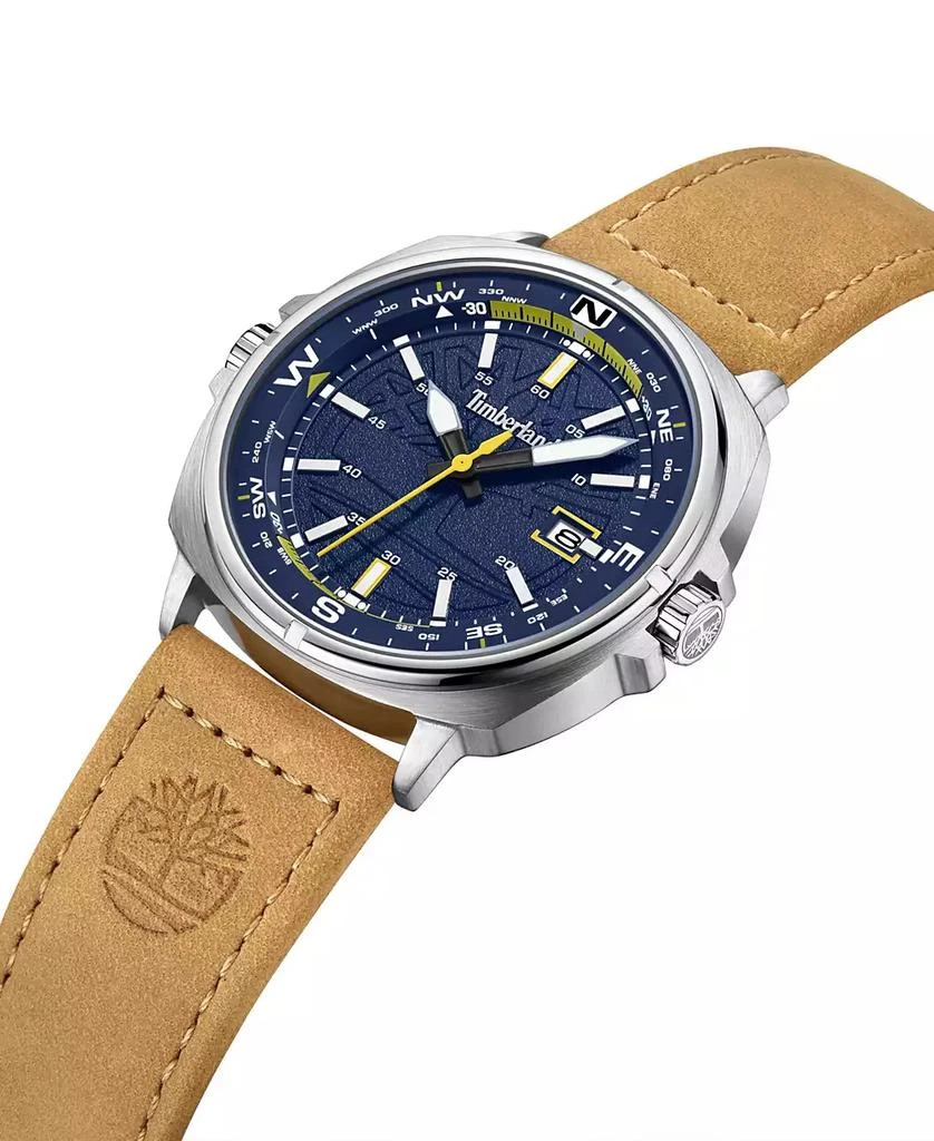 Timberland Men's Williston Three Date Hand Wheat Genuine Leather Strap Watch, 44mm 2