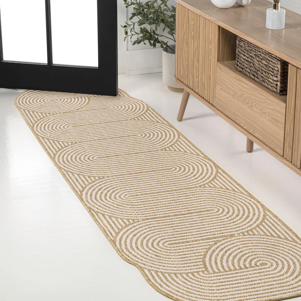 JONATHAN Y Margot Modern Geometric Arch Stripe Indoor/Outdoor Shaped Area Rug 7