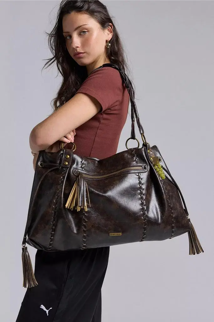 BDG Silence + Noise Washed Faux Leather Tote Bag