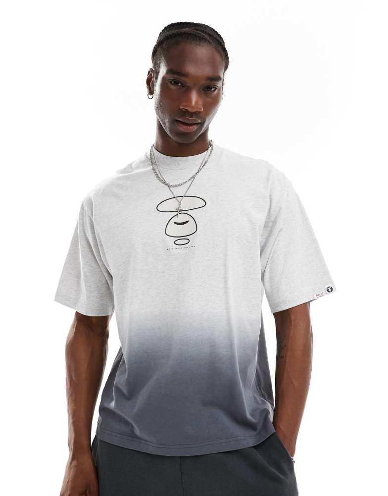 AAPE Aape By A Bathing Ape logo ombre t-shirt in grey