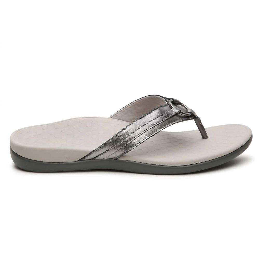 Vionic Women's Tide Aloe Orthotic Sandal - Medium Width In Pewter Metallic