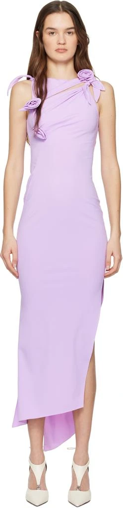 Burgundy Asymmetric Flower Midi Dress – On Sale Now with Up to 68% Off