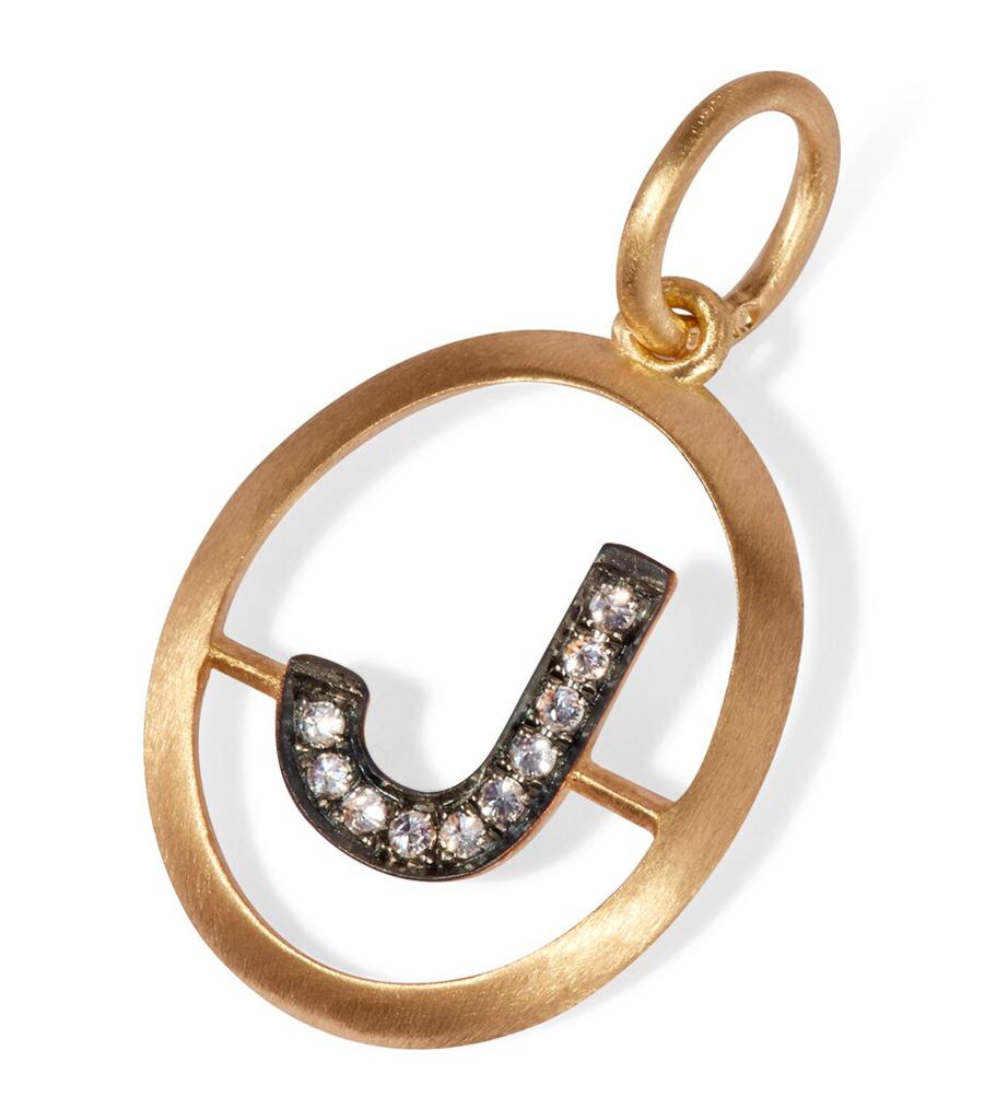 Annoushka Yellow Gold and Diamond Initial J Pendant