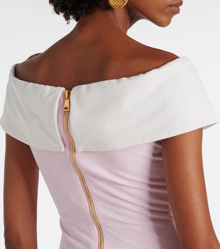 Balmain Draped off-shoulder jersey gown 5