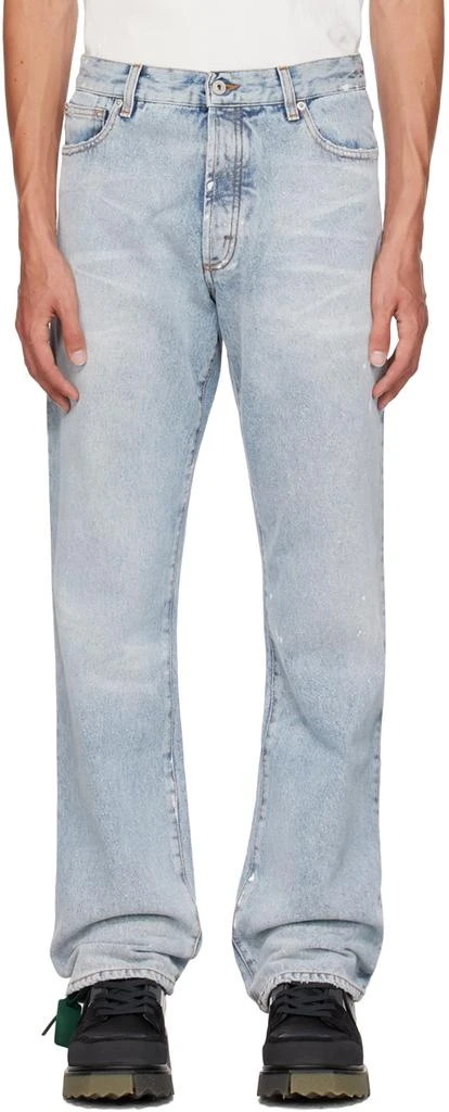 Heron Preston Blue Paint Splatter Jeans 1