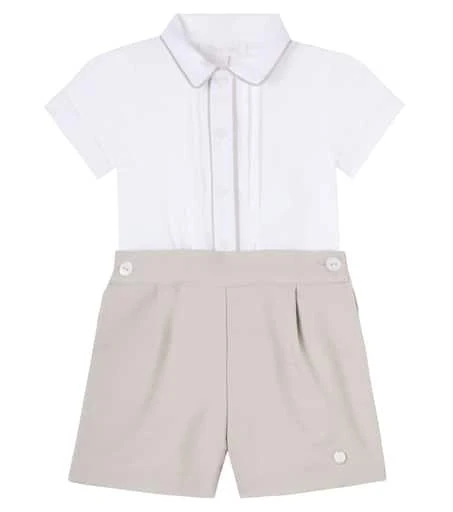 Patachou Baby cotton-blend shirt and shorts set