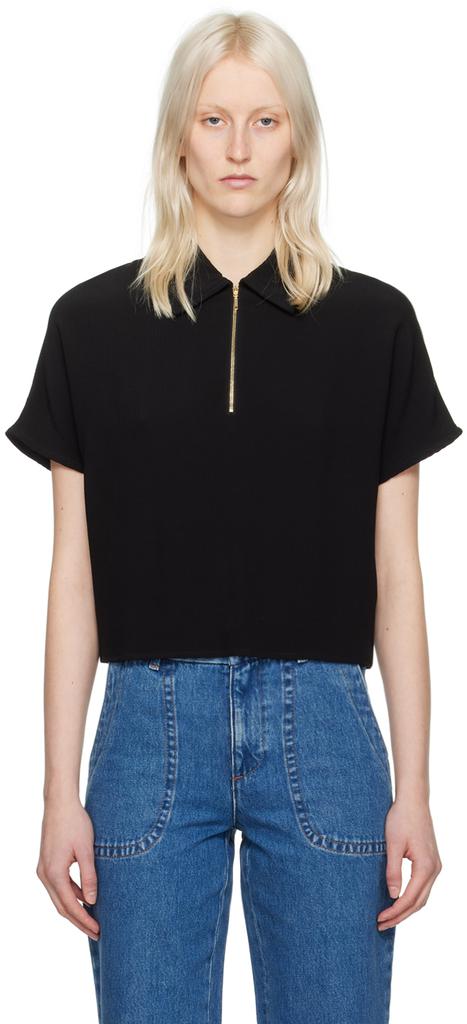 Tシャツ・カットソー A.P.C. Women's Roxy Short Sleeve Polo Black A.P.C. Black Roxy Polo - Tops - BeyondStyle