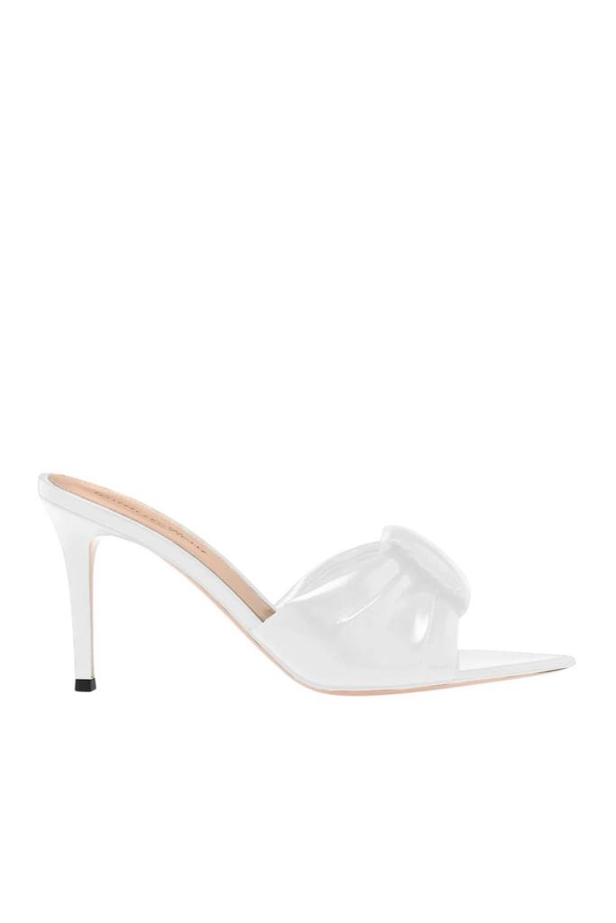 Gianvito Rossi 85 bow-detail velvet mules 41.5 - Slippers