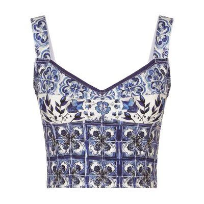 Dolce & Gabbana Majolica-print charmeuse corset 1