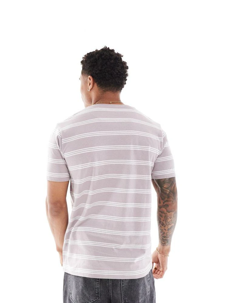 Brave Soul Brave Soul horizontal stripe t-shirt in dusty purple & white 3