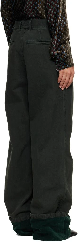 Dries Van Noten Green Velvet Cuff Jeans 3