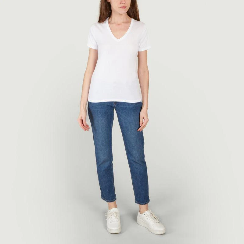 Petit Bateau V-neck T-shirt in organic cotton Ecume PETIT BATEAU 4