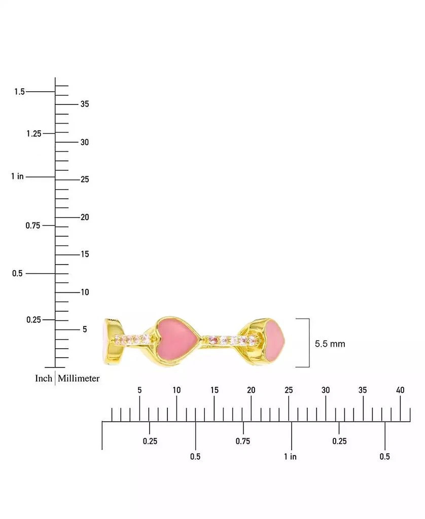 Macy's Macy’s Cubic Zirconia (0.25 ct. t.w.) and Pink Enamel Heart Eternity Band Ring in 14K Yellow Gold Over Sterling Silver 3