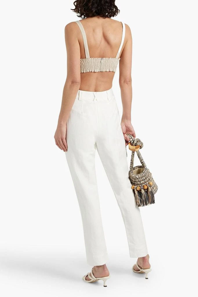 Aje Impressionist lace-up linen-bend slim-leg pants 3
