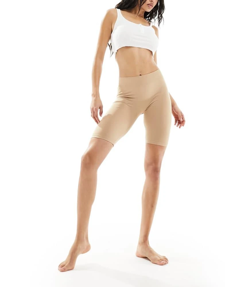 VERO MODA Vero Moda seamless longline shapewear shorts in beige 4