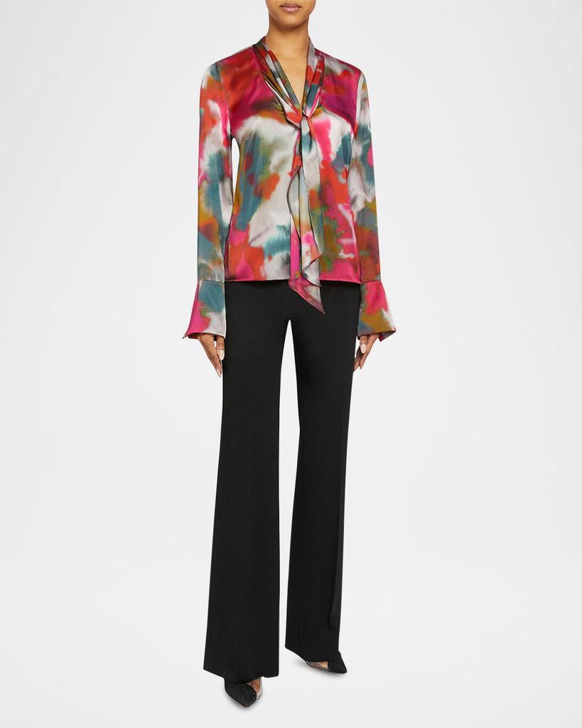 Santorelli Amanda Tie-Neck Charmeuse Blouse