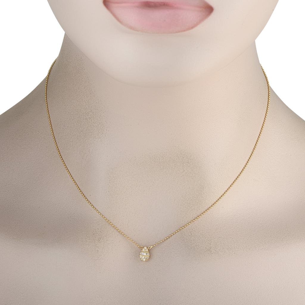 LB Exclusive 14K Yellow Gold 0.11ct Diamond Pendant Necklace NK02101-Y