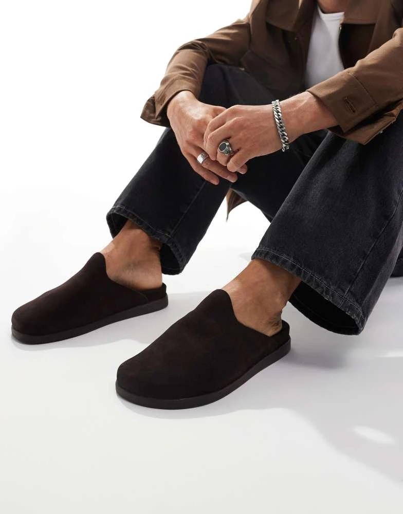WALK LONDON Walk London Breeze Slip On Mules In Brown Suede 3