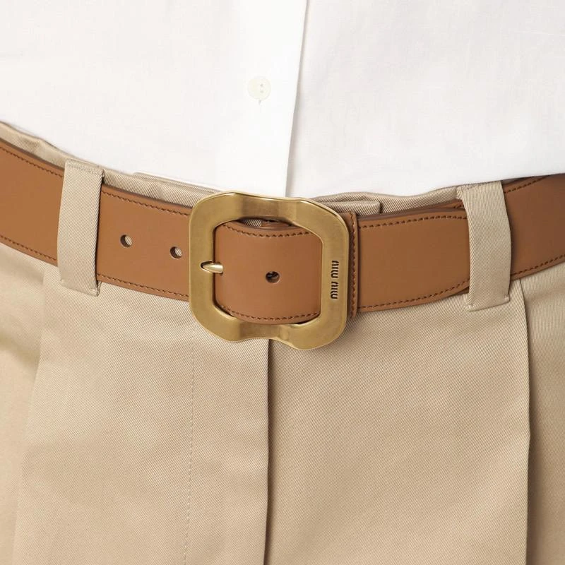 Miu Miu Orange Leather Belt with Gold Logo Buckle Miu Miu Orange Suede Clasp Belt 70 CM Miu Miu | TLC main image 4