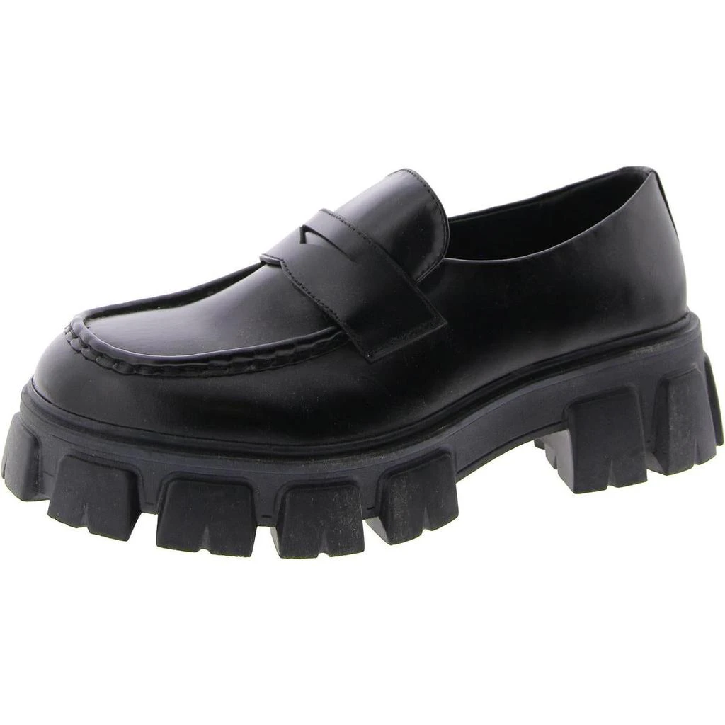 Steve Madden Centro Womens Leather Block Heel Loafers 1
