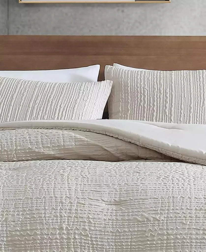 Kenneth Cole Serenity Wavy Lines Beige Embossed 2-Pc. Duvet Cover Set 6