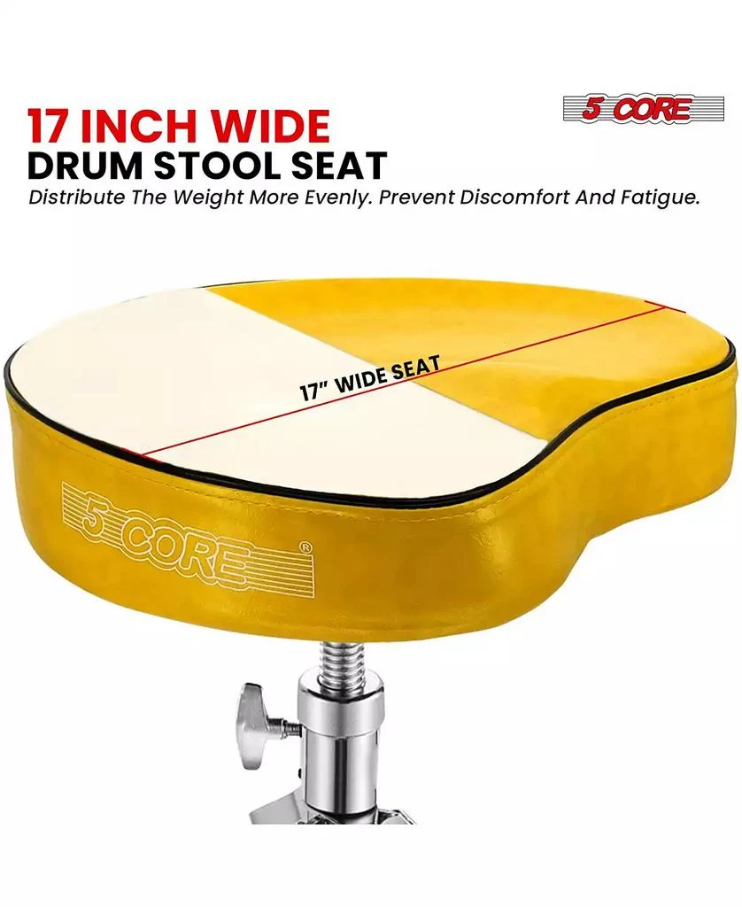 5 Core Drum Throne 4" Padded Guitar Stool Drummer Chair Adjustable Musician Seat - DS CH YLW SDL HD 3