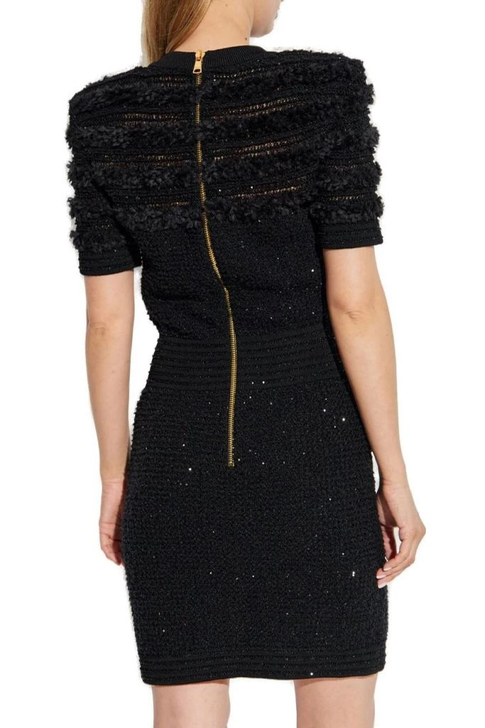 balmain glitter mini dress Balmain gold sequin Pleated Diamond low cut mini dress Nwt Glam Cocktail Mini