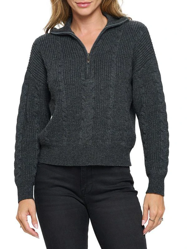 Renee C. Half-Zip Ribbed Sweater 1