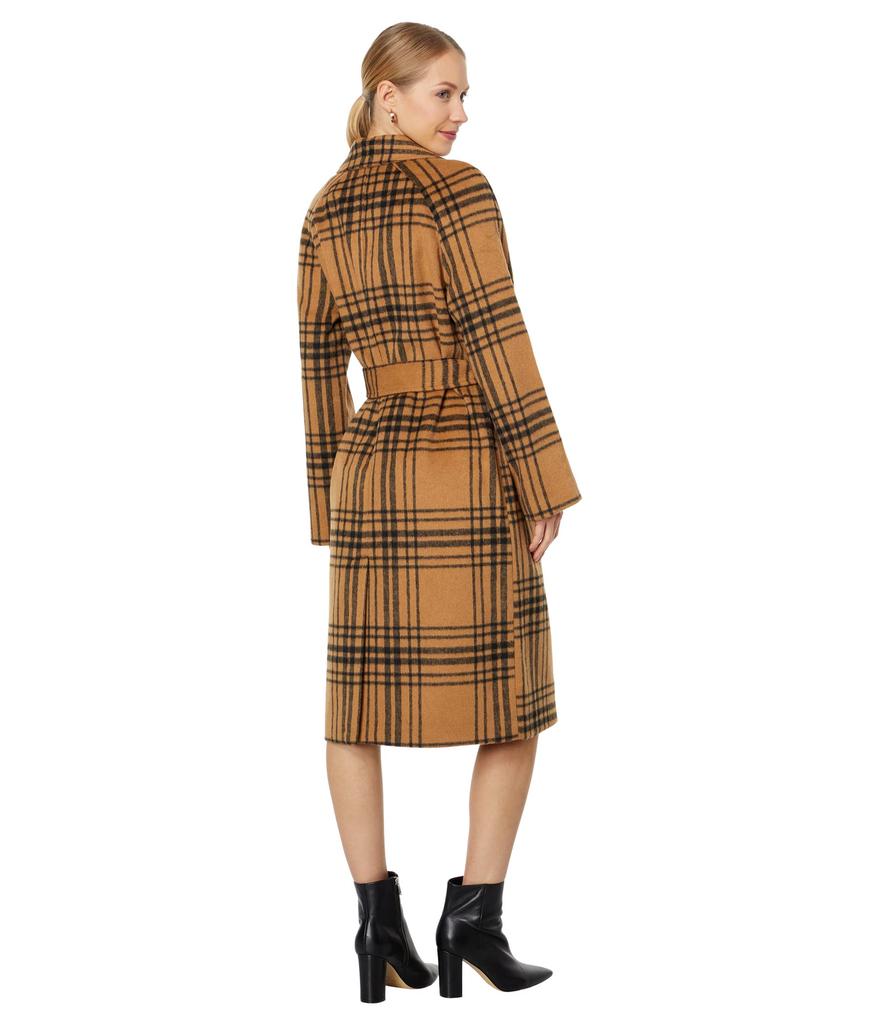 Avec Les Filles Belted Plaid Coat