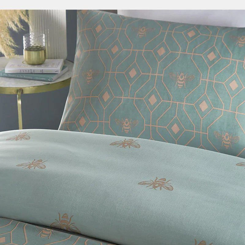 Furn Bee Deco Geometric Duvet Set Eau De Nil (Queen) (UK King) QUEEN 2