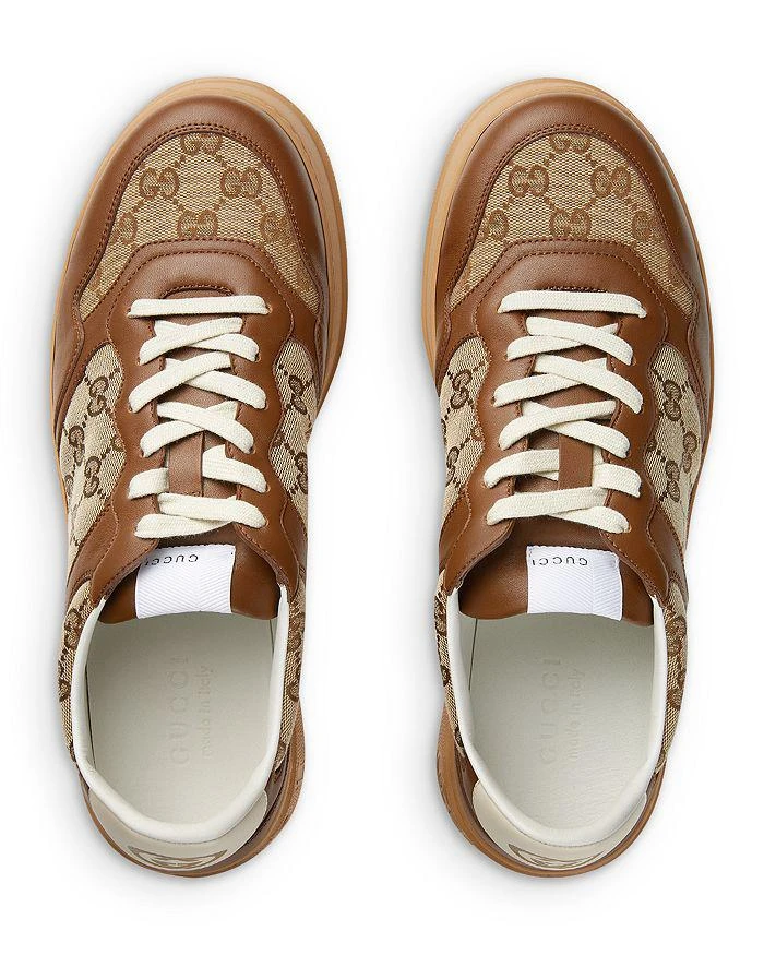 Gucci Men's Chunky B Lace Up Leather and Canvas Sneakers 5