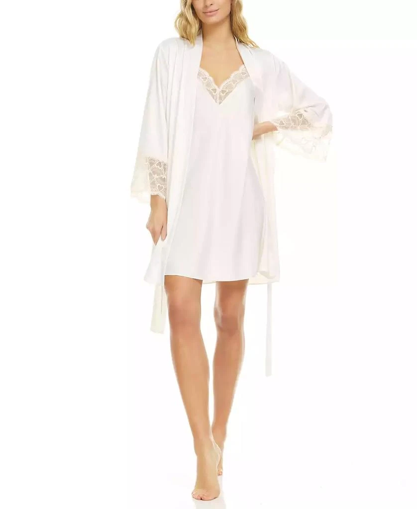 Flora Nikrooz Kit Heart Lace Matte Charmeuse Wrap Robe 5