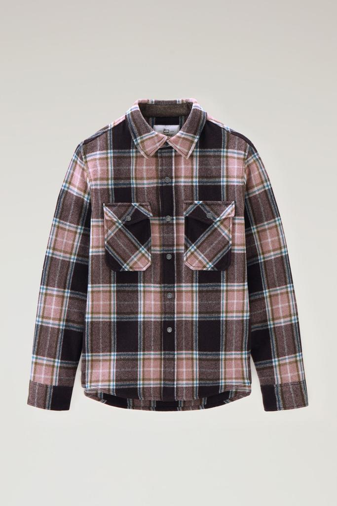 Woolrich Alaskan Check Overshirt in Recycled Italian Wool Blend - Men - Gray