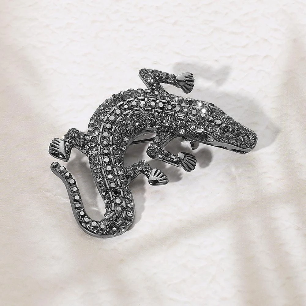 FASHNZFAB Stone Paved Alligator Pin Brooch