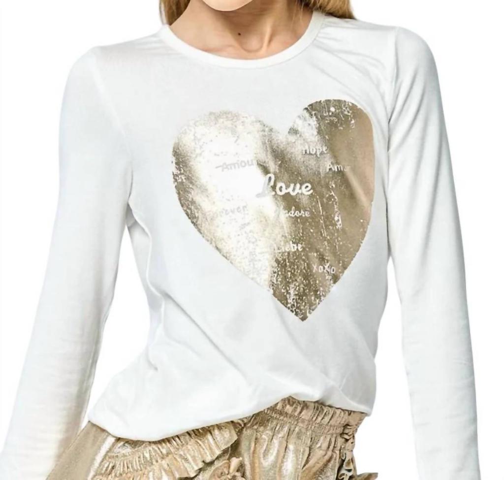 Hannah Banana Hannah Banana - Girl's Tween Metallic Gold Heart Love Top